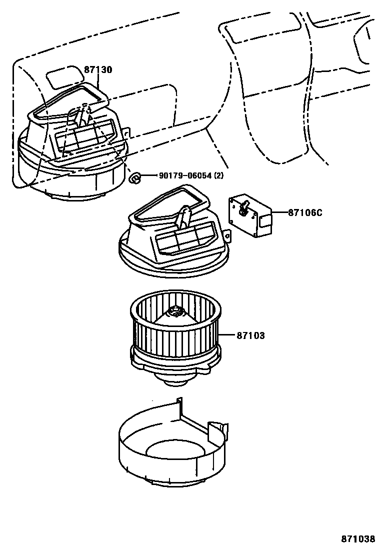 Toyota COROLLA 暖风和空调系统 - 加热装置和鼓风机 EPC diagram — 871038