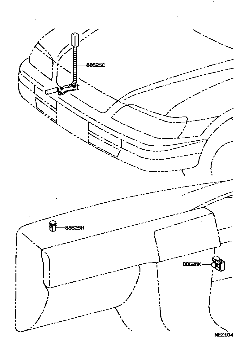 Toyota COROLLA 暖风和空调系统 - 控制器和风管 EPC diagram — MEZ104