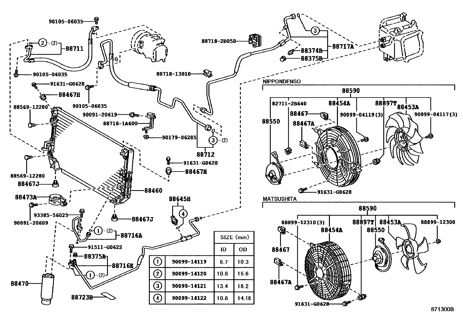 Toyota COROLLA Heating & Air Conditioning - Cooler Piping EPC diagram — 871300B