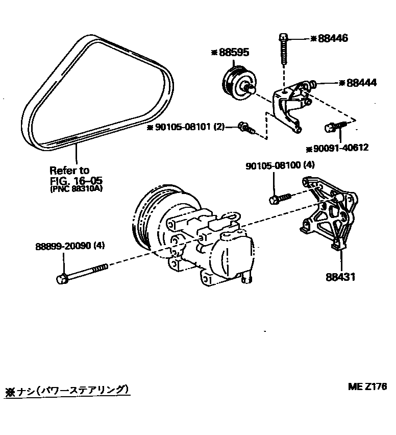 Toyota COROLLA Heating & Air Conditioning - Compressor EPC diagram — MEZ176