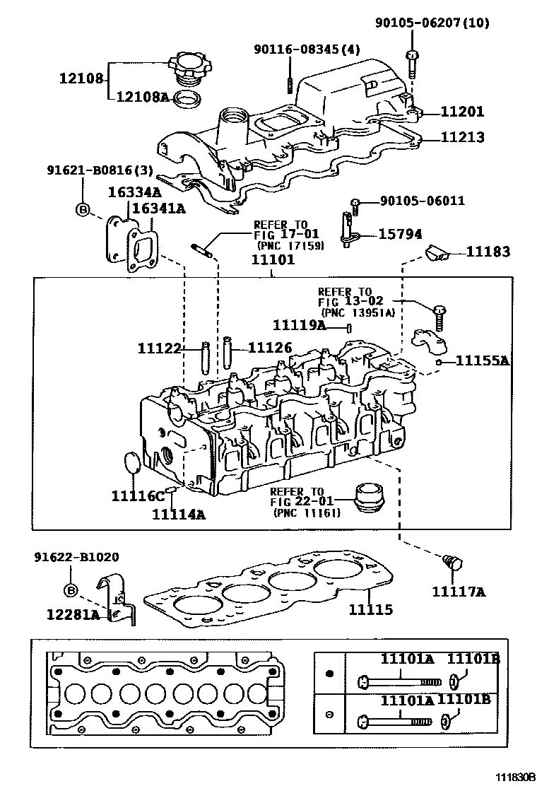 Toyota COROLLA Cylinder Head EPC diagram — 111830B
