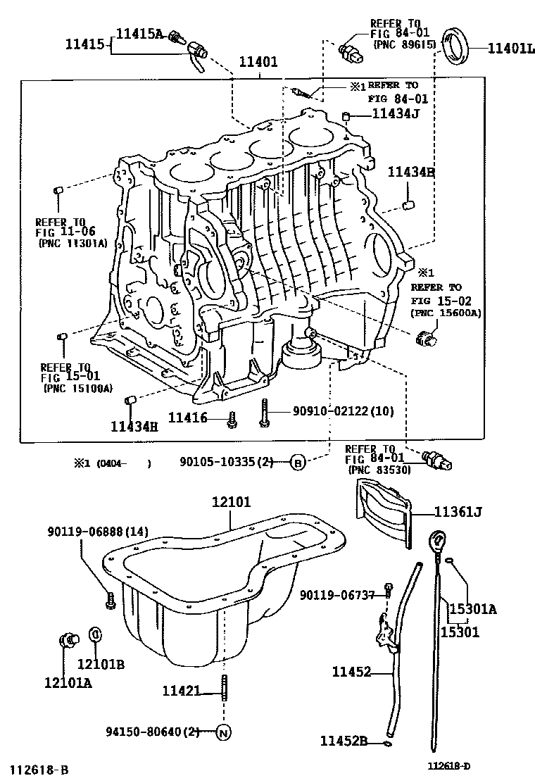 Toyota COROLLA Cylinder Block EPC diagram — 112618D