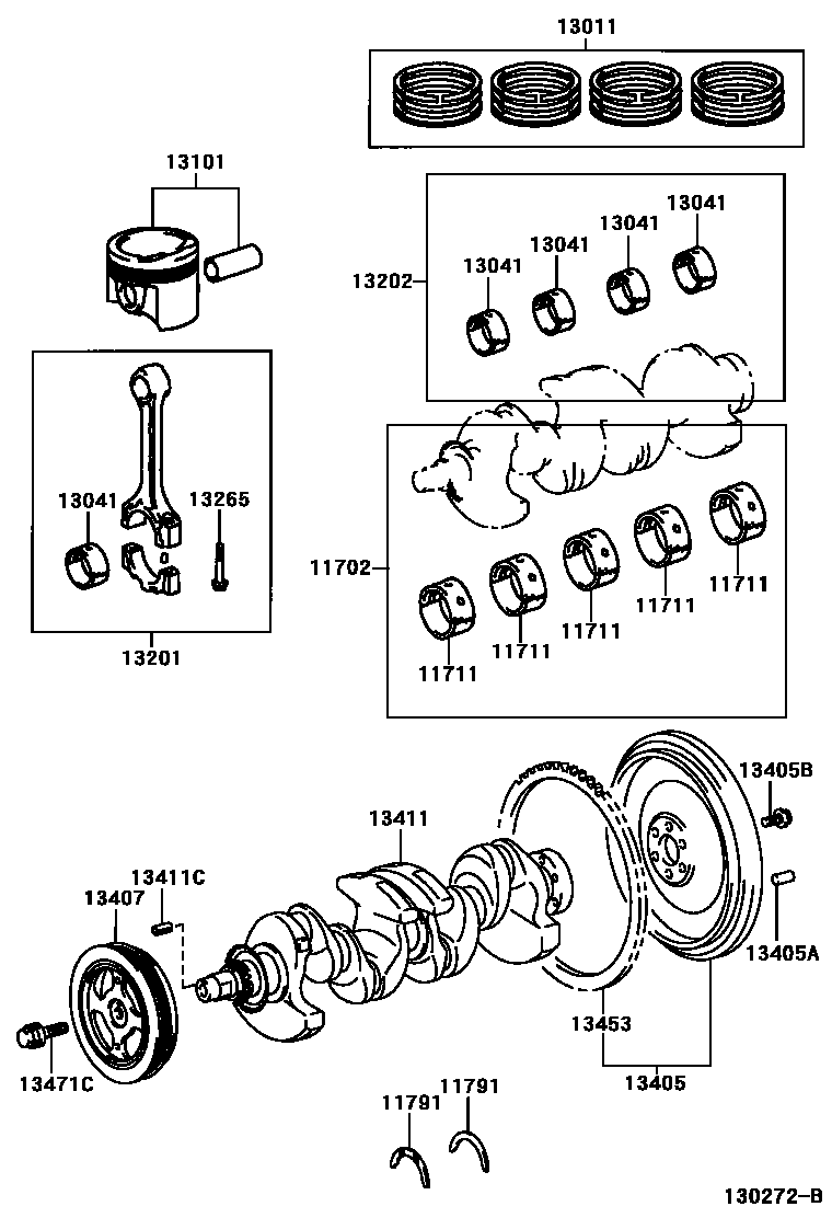Toyota COROLLA Crankshaft & Piston EPC diagram — 130272B