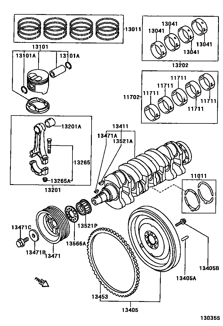 Toyota COROLLA Crankshaft & Piston EPC diagram — 130355