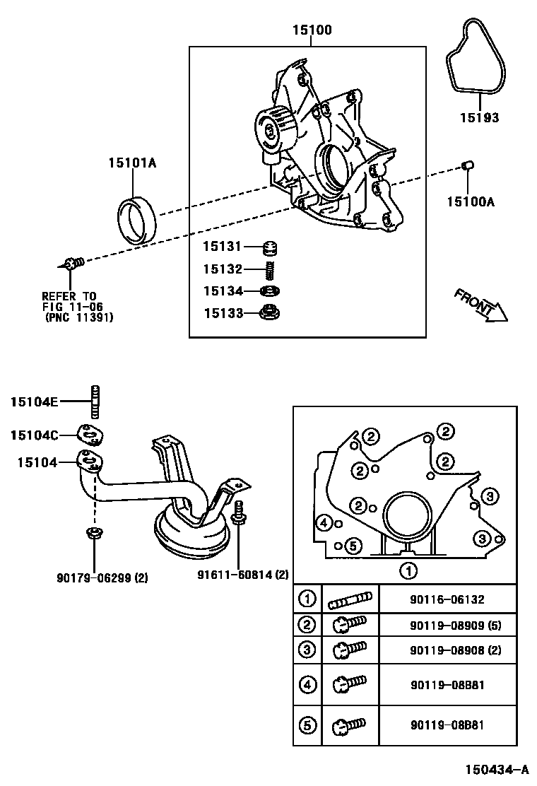 Toyota COROLLA Engine Oil Pump EPC diagram — 150434A