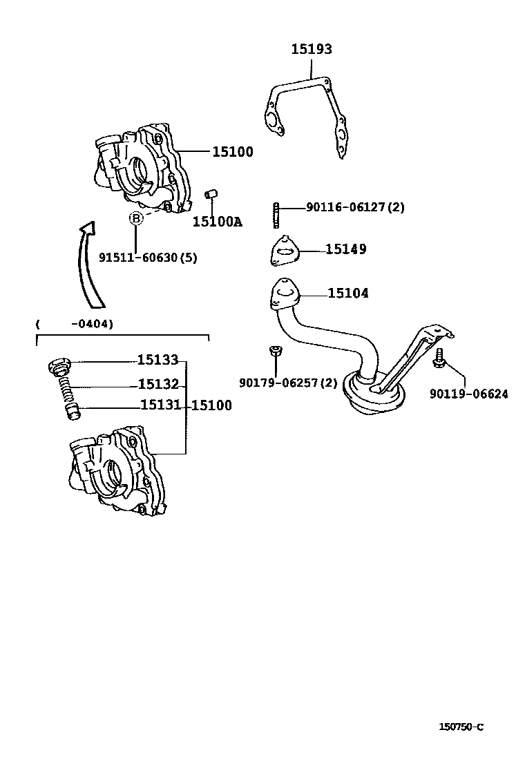 Toyota COROLLA Engine Oil Pump EPC diagram — 150750C