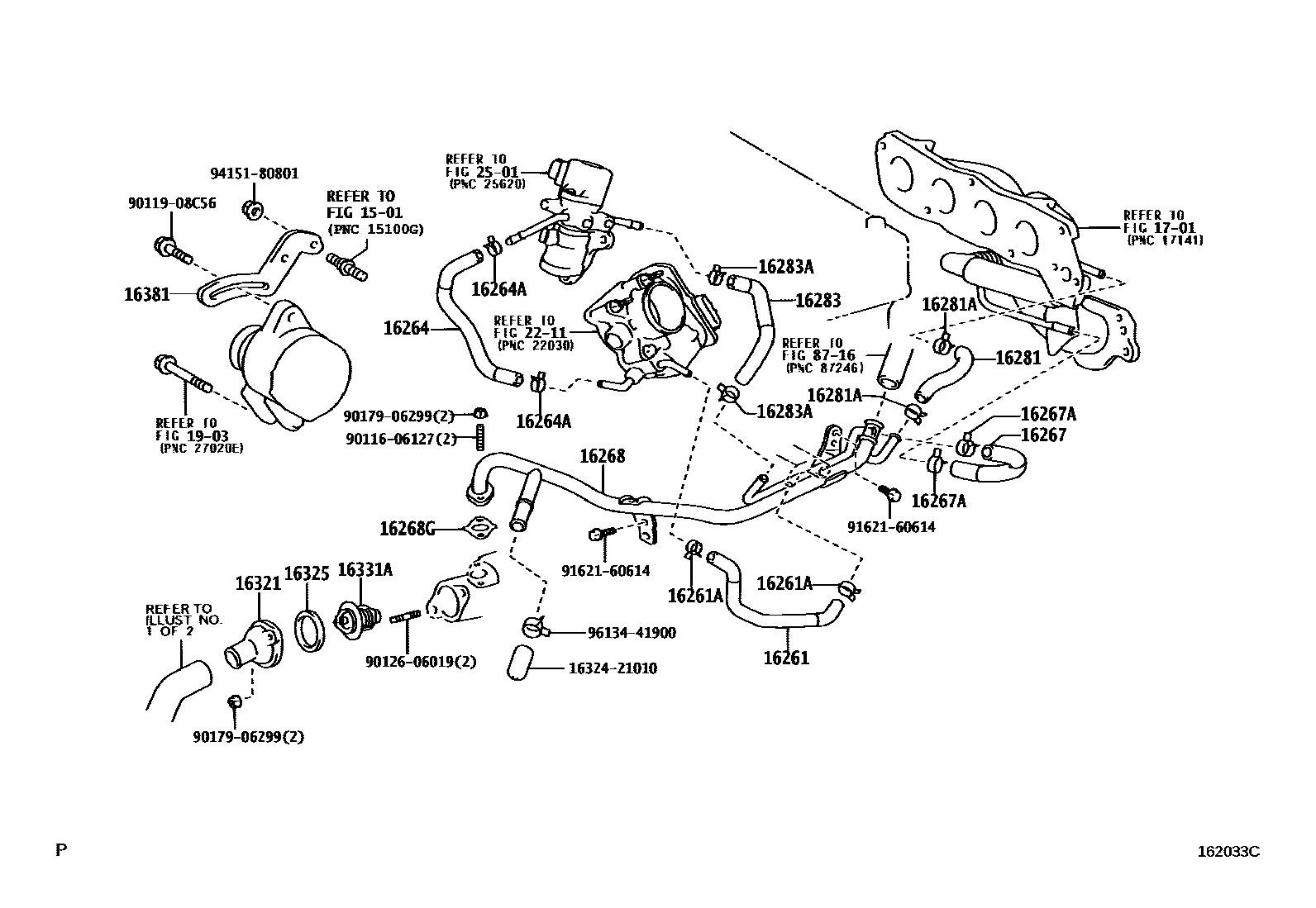 Toyota COROLLA RADIATOR & WATER OUTLET EPC diagram — 162033C
