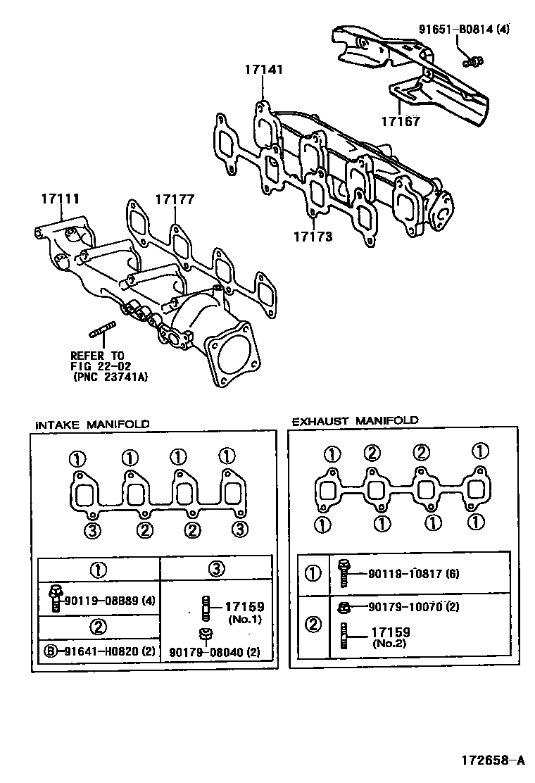 Toyota COROLLA Manifold EPC diagram — 172658A
