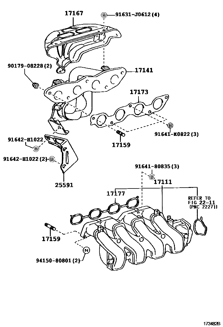 Toyota COROLLA Manifold EPC diagram — 173482B