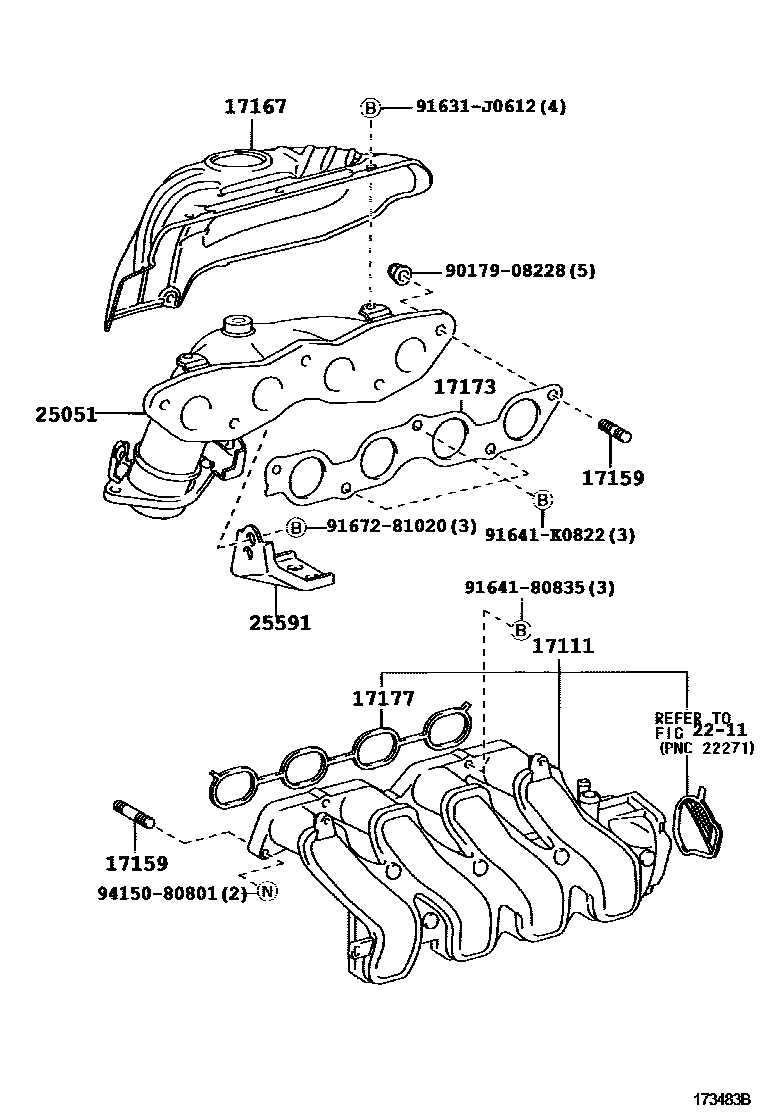 Toyota COROLLA Manifold EPC diagram — 173483C