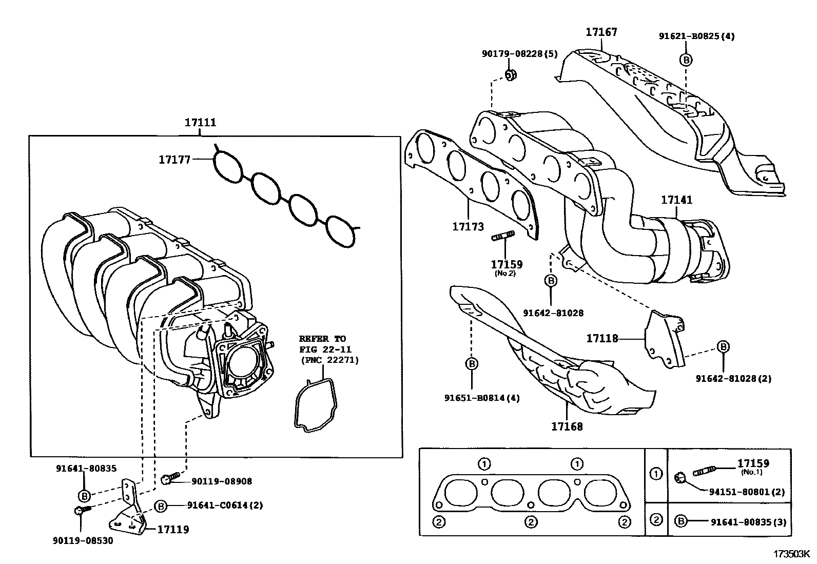Toyota COROLLA Manifold EPC diagram — 173503K