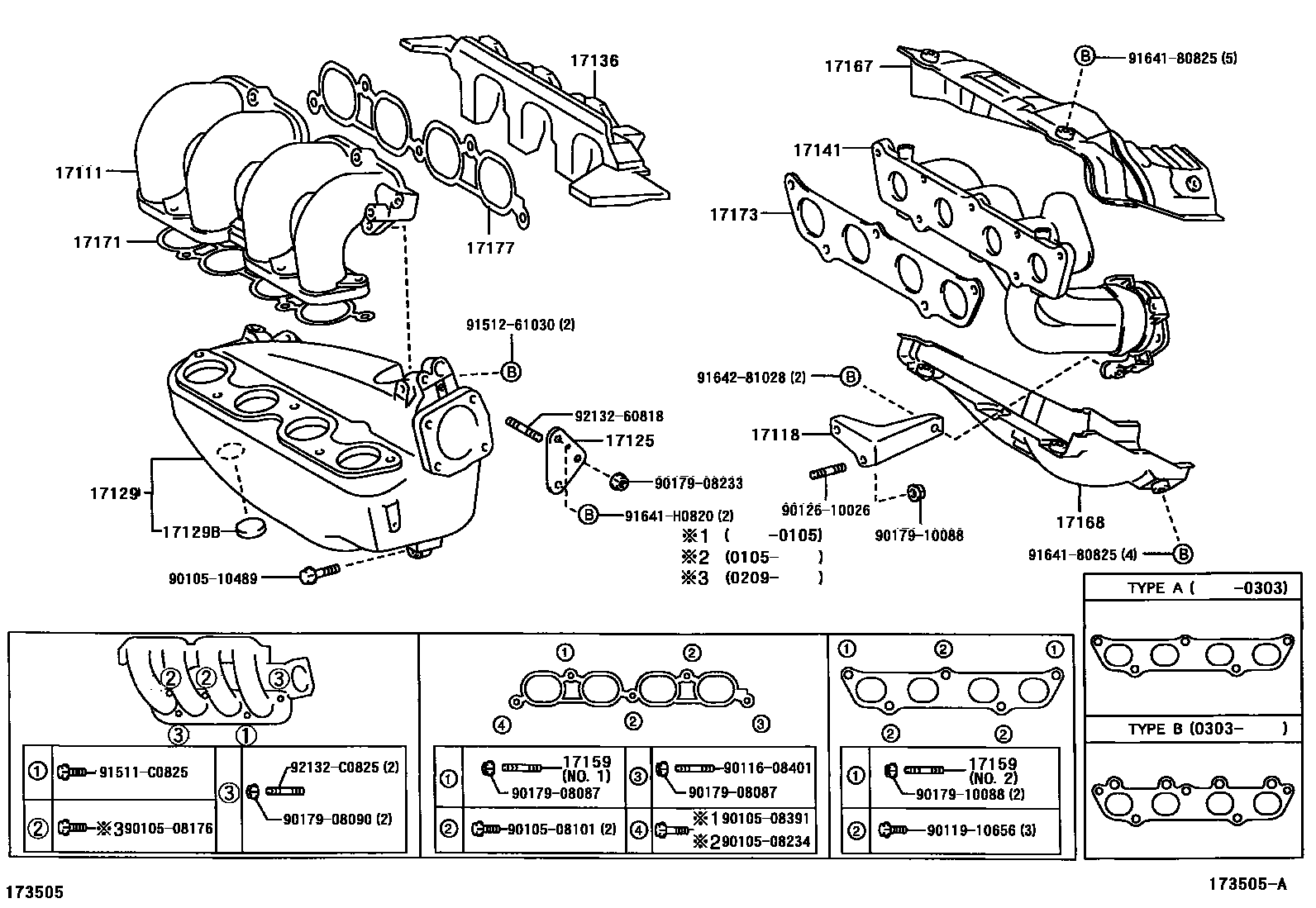 Toyota COROLLA Manifold EPC diagram — 173505A