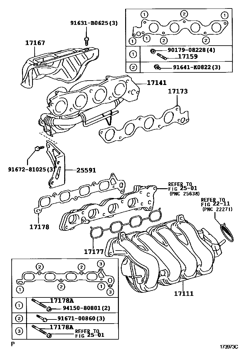 Toyota COROLLA Manifold EPC diagram — 173973C