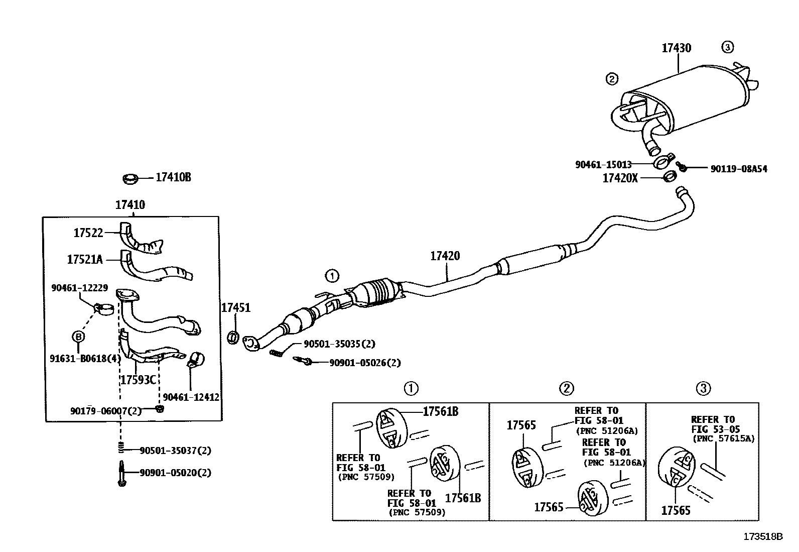 Toyota COROLLA Exhaust Pipe EPC diagram — 173518B