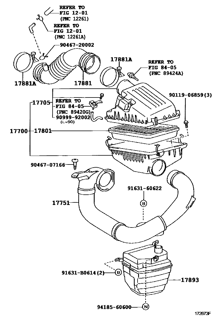 Toyota COROLLA Air Cleaner EPC diagram — 172673F