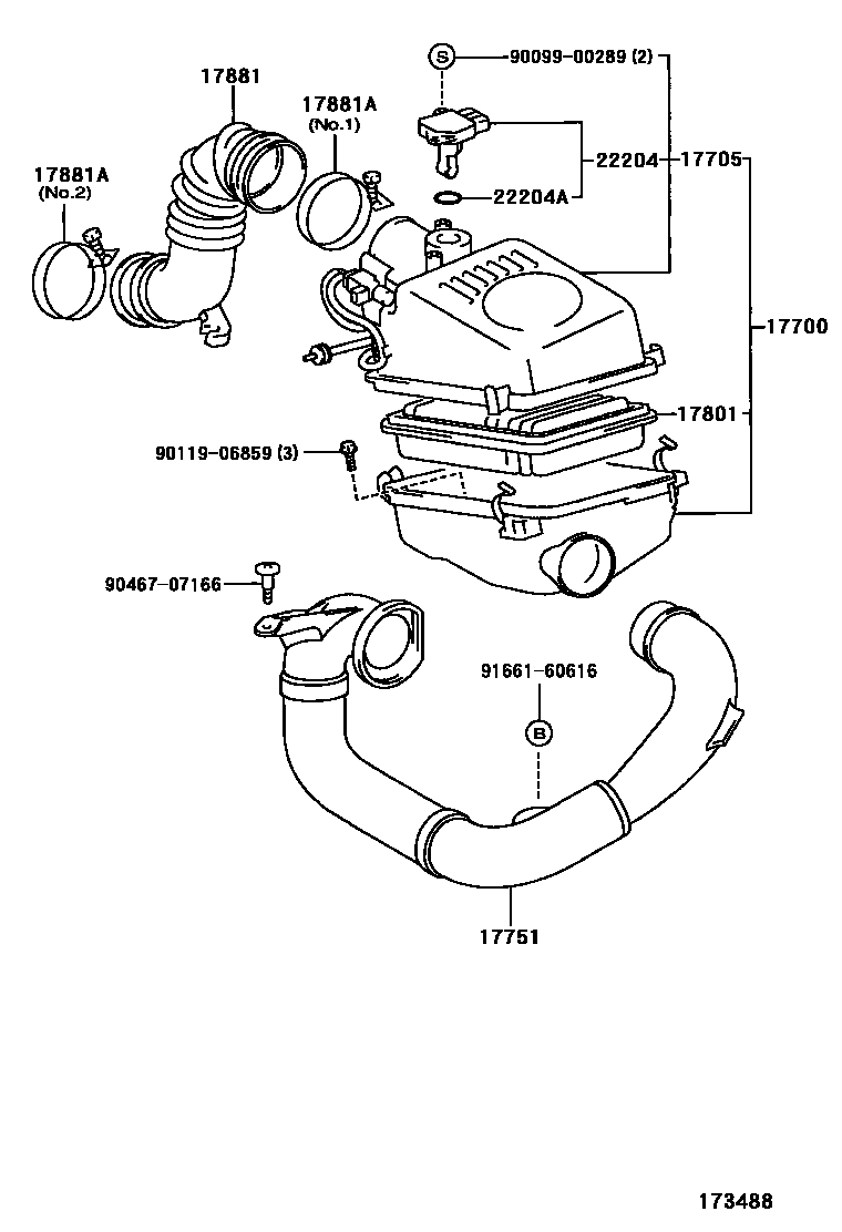 Toyota COROLLA Air Cleaner EPC diagram — 173488