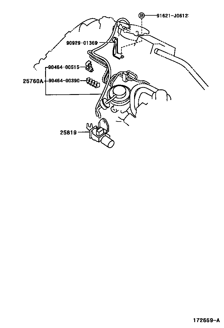 Toyota COROLLA vacuum tube EPC diagram — 172659A