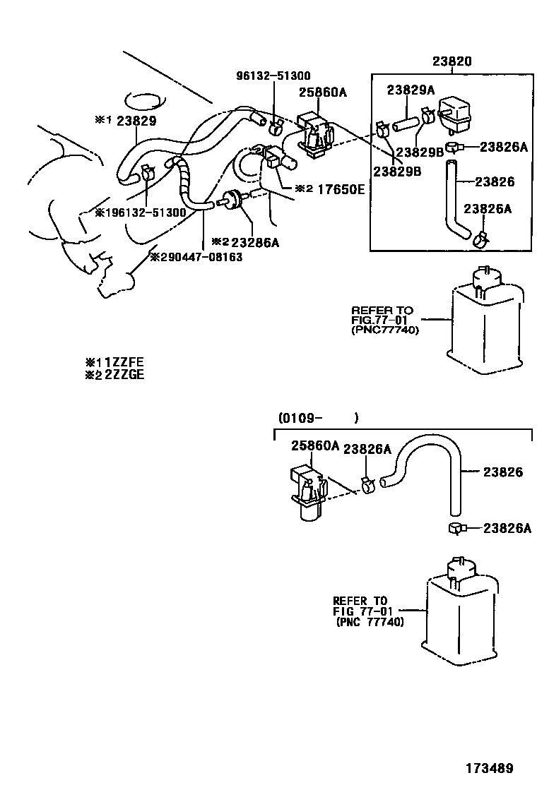 Toyota COROLLA vacuum tube EPC diagram — 173489