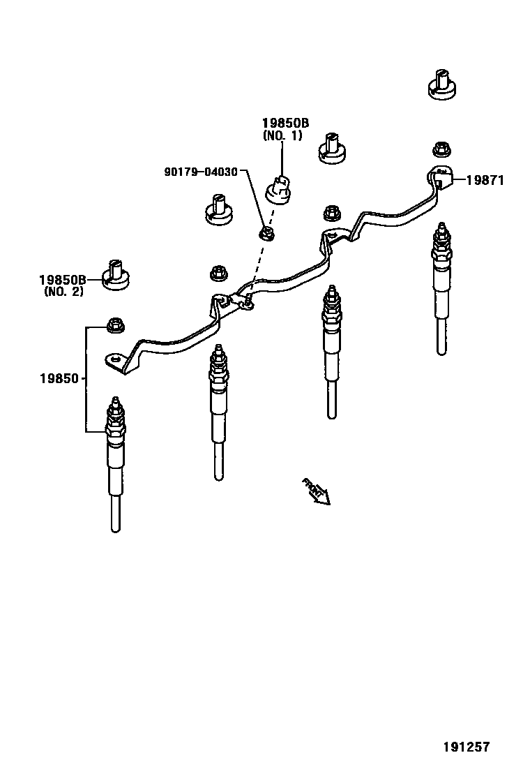 Toyota COROLLA 点火线圈和火花塞 EPC diagram — 191257
