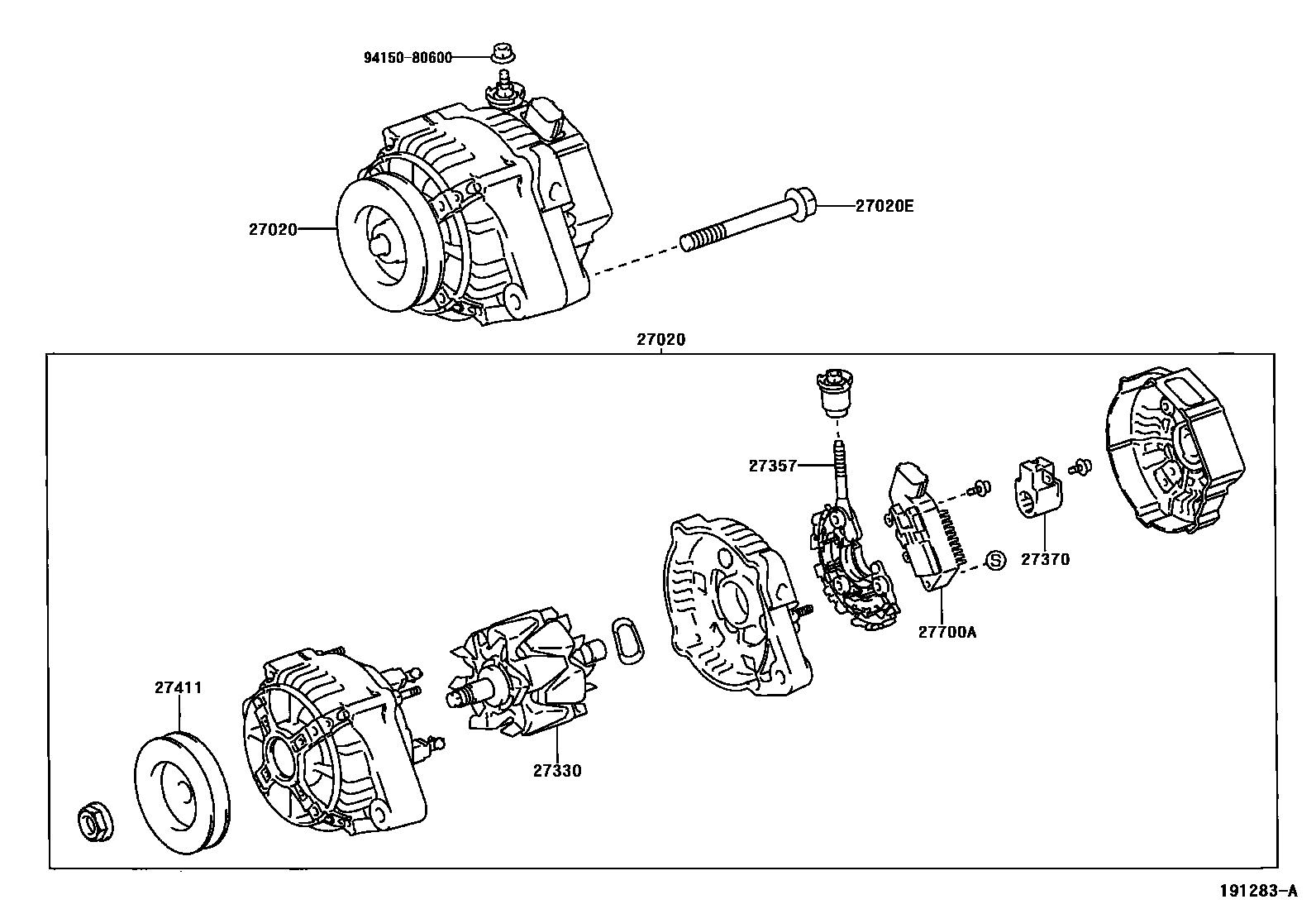 Toyota COROLLA Alternator EPC diagram — 191283A