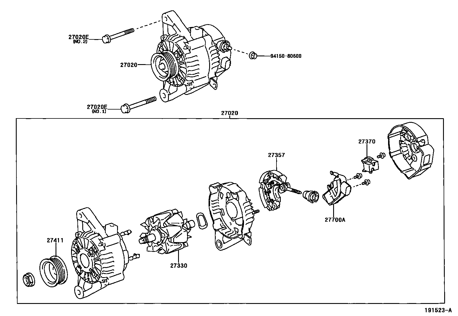 Toyota COROLLA Alternator EPC diagram — 191523A