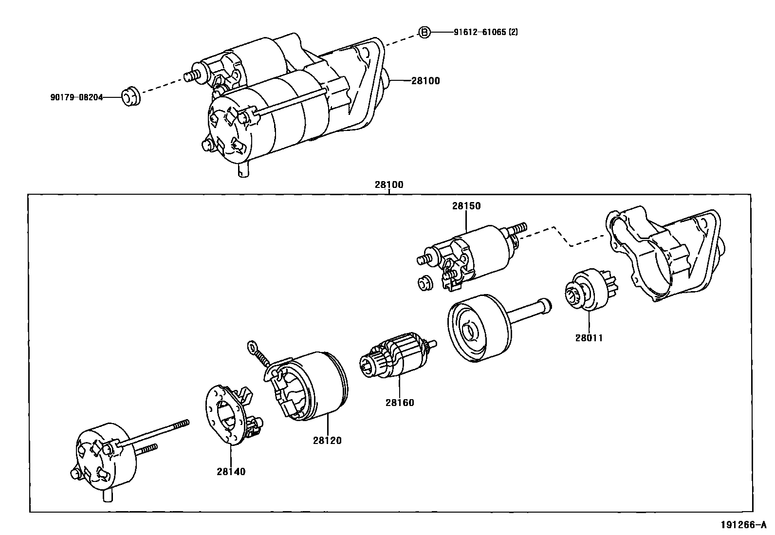Toyota COROLLA 起动机 EPC diagram — 191266A