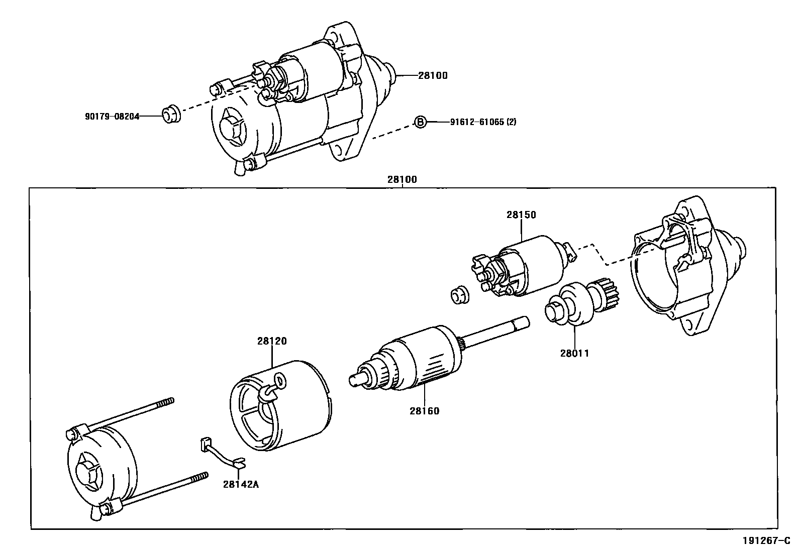 Toyota COROLLA 起动机 EPC diagram — 191267C