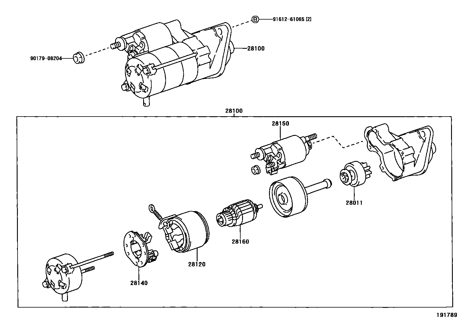 Toyota COROLLA 起动机 EPC diagram — 191789
