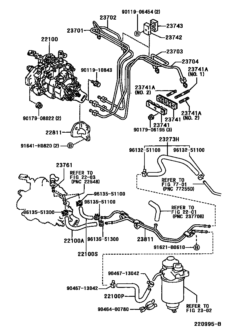Toyota COROLLA 喷油泵总成 EPC diagram — 220995B