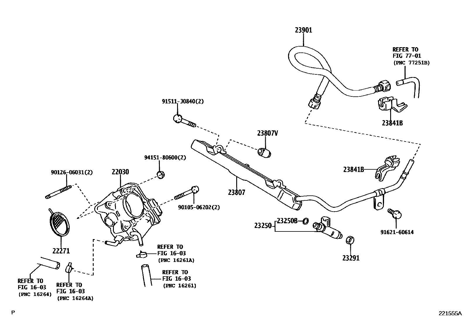 Toyota COROLLA 燃油喷射系统 EPC diagram — 221555A