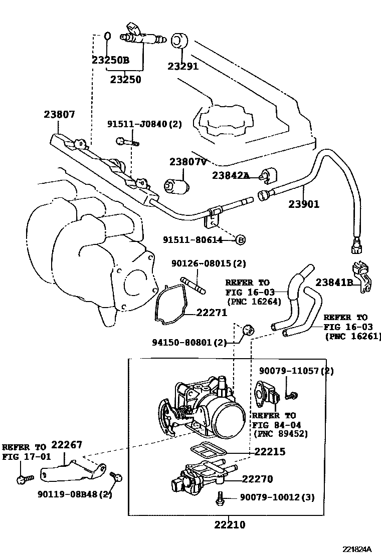 Toyota COROLLA 燃油喷射系统 EPC diagram — 221824A