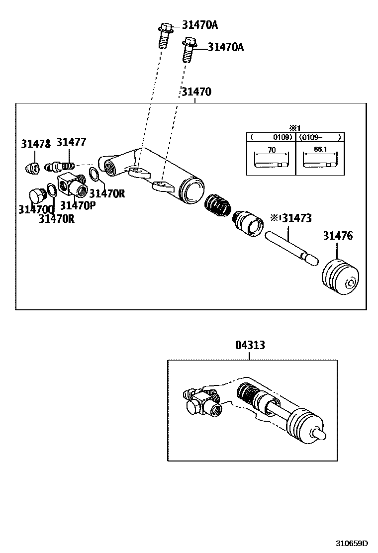 Toyota COROLLA 离合器分离缸 EPC diagram — 310659D