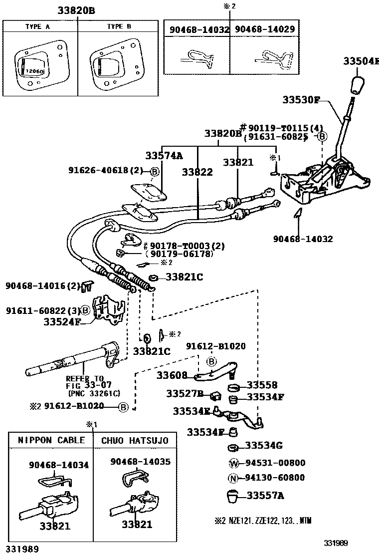 Toyota COROLLA Shift Lever & Retainer EPC diagram — 331989I
