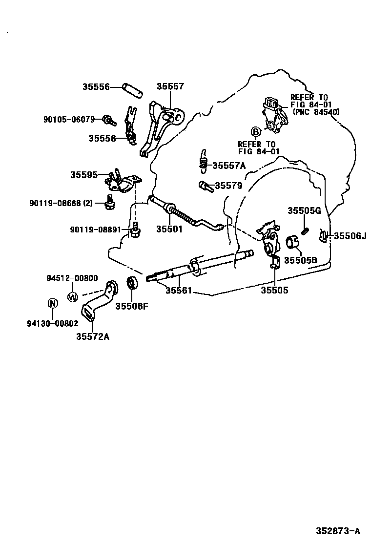 Toyota COROLLA 节气阀连杆和阀杆(ATM) EPC diagram — 352873A