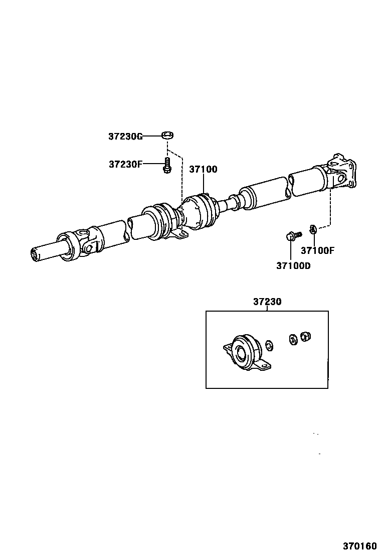 Toyota COROLLA Propeller Shaft & Universal Joint EPC diagram — 370160