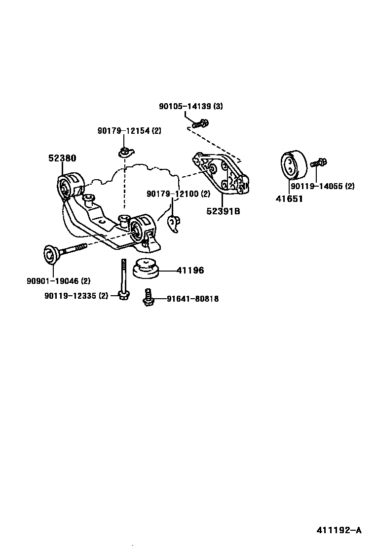 Toyota COROLLA 后桥壳和差速器 EPC diagram — 411192A