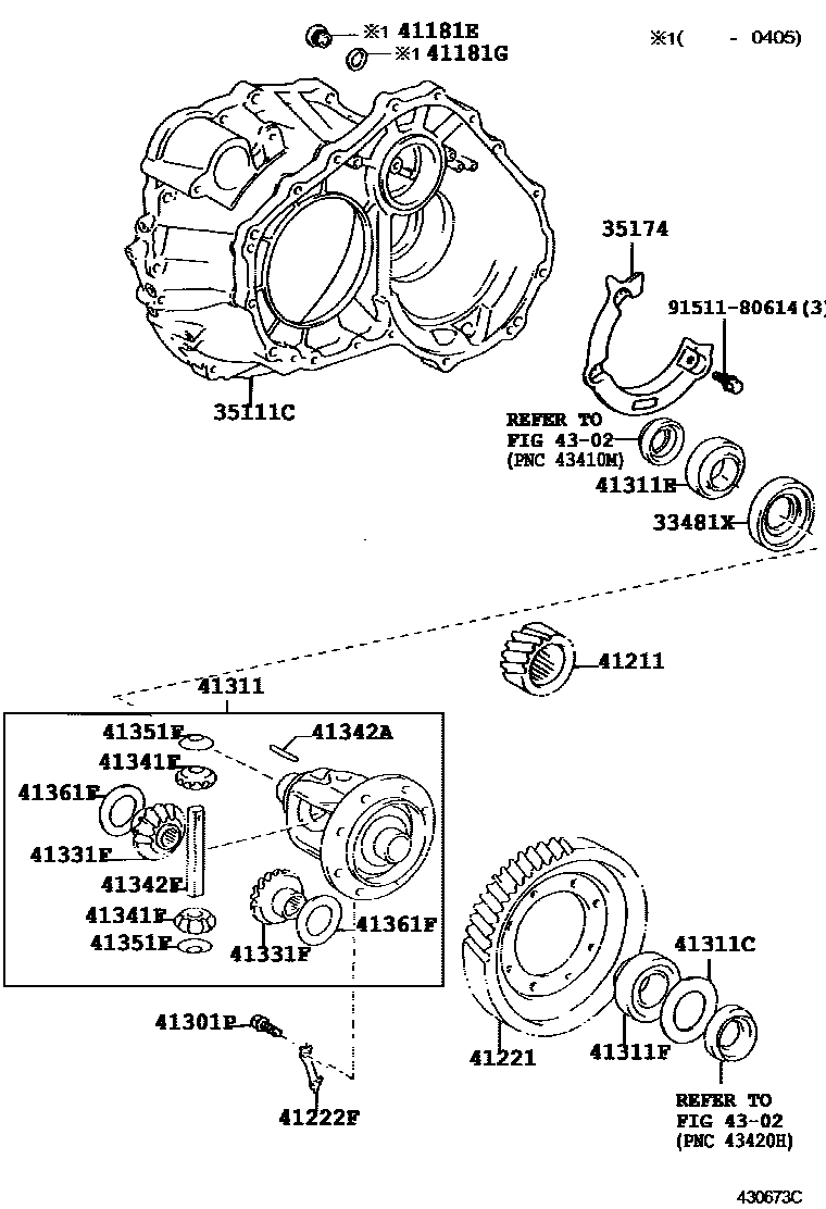 Toyota COROLLA 前桥壳和差速器 EPC diagram — 430673C