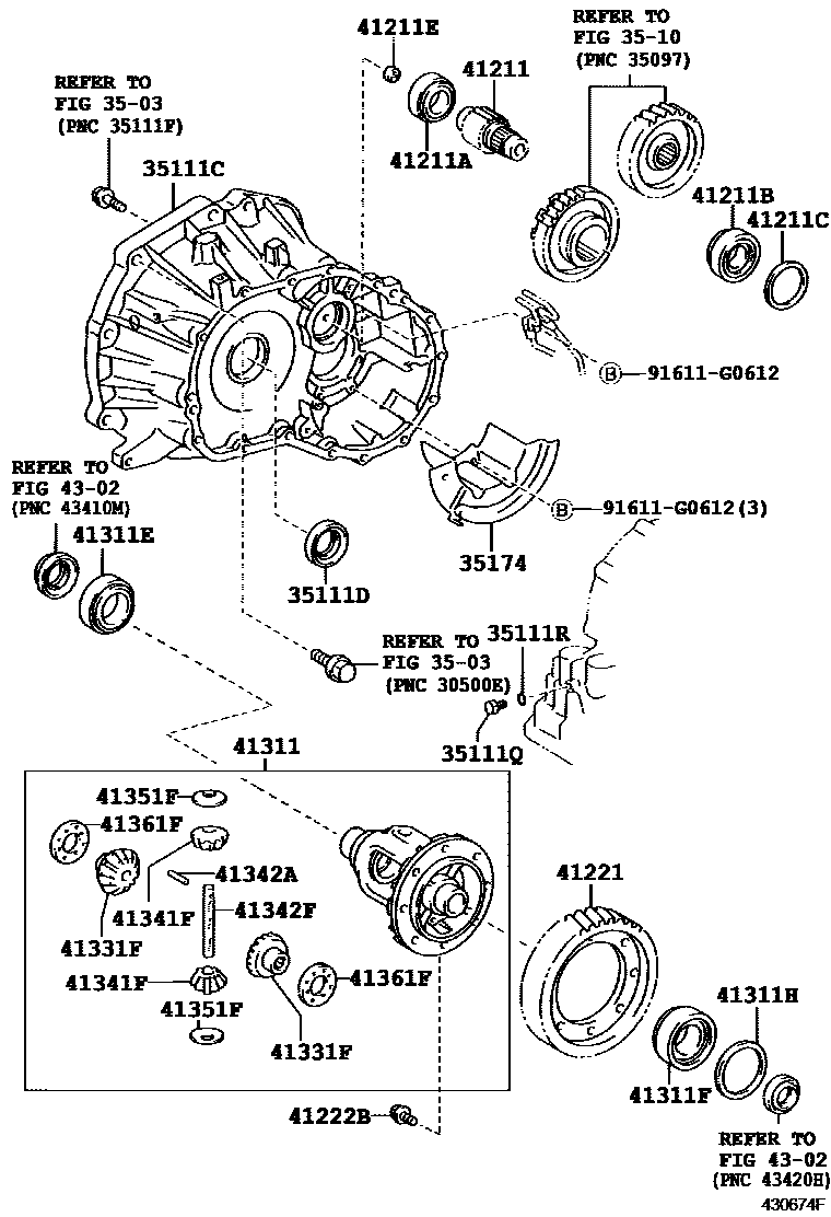 Toyota COROLLA 前桥壳和差速器 EPC diagram — 430674F