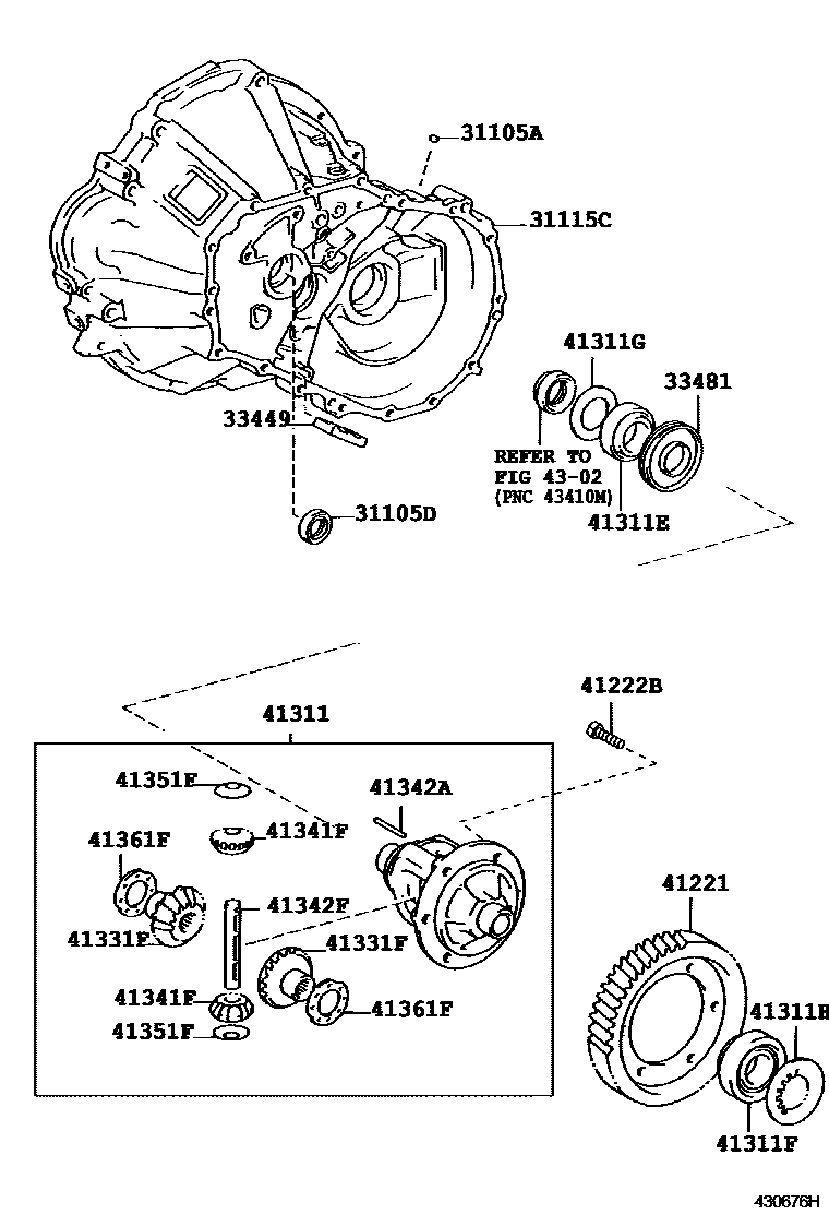 Toyota COROLLA 前桥壳和差速器 EPC diagram — 430676H