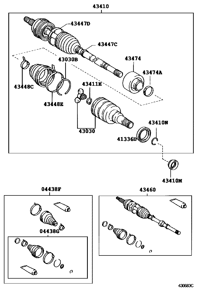 Toyota COROLLA Front Drive Shaft EPC diagram — 430683C