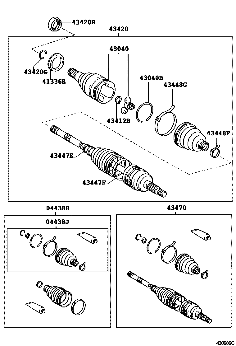 Toyota COROLLA Front Drive Shaft EPC diagram — 430686C