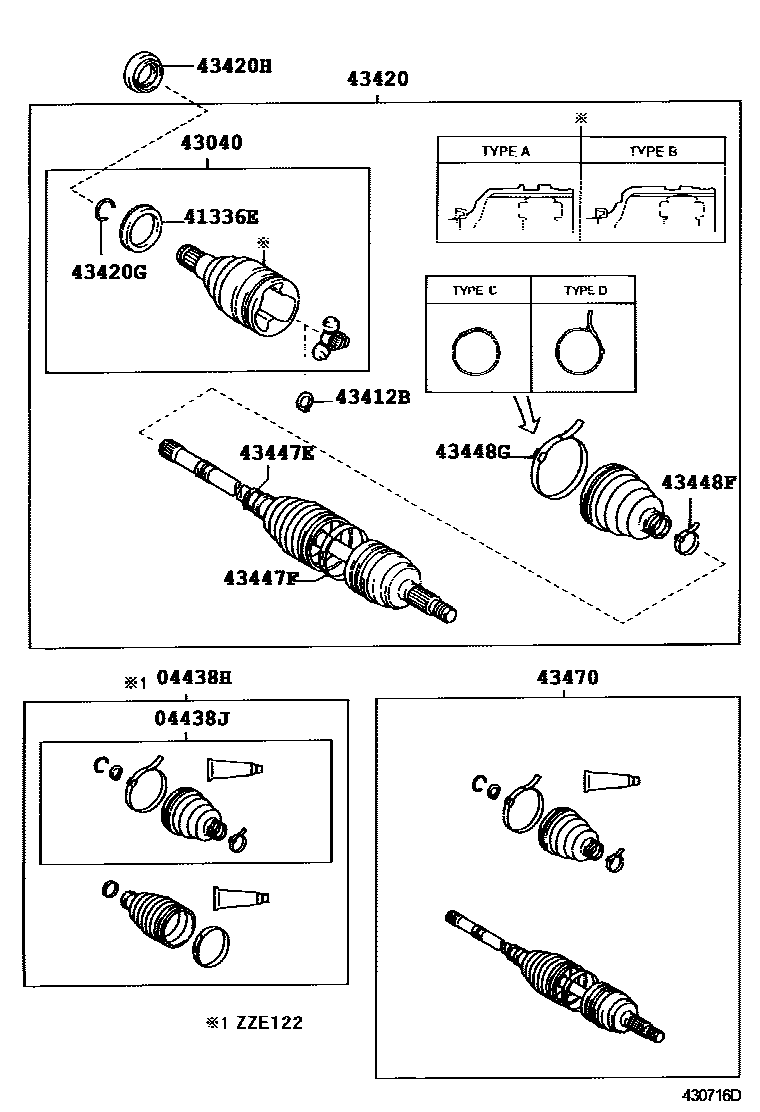 Toyota COROLLA Front Drive Shaft EPC diagram — 430716D