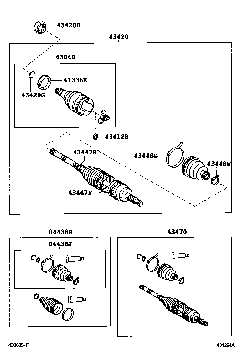 Toyota COROLLA Front Drive Shaft EPC diagram — 431294A