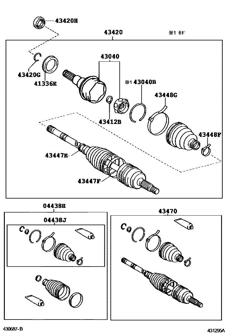 Toyota COROLLA Front Drive Shaft EPC diagram — 431295A