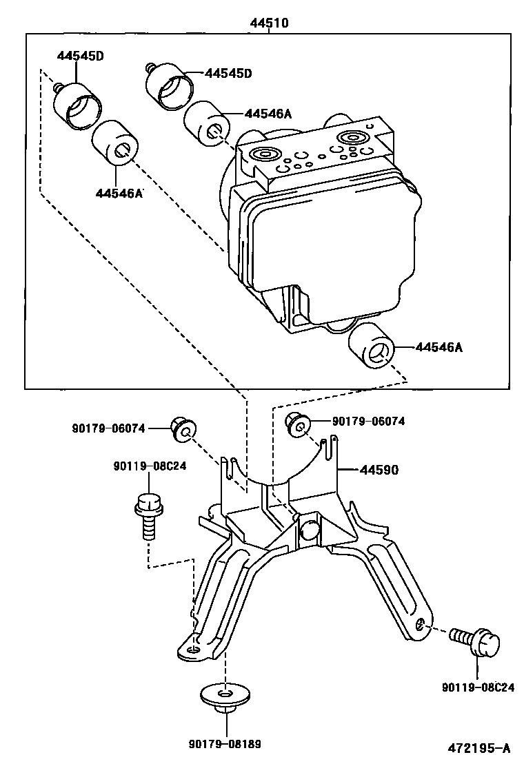 Toyota COROLLA 制动配管和卡箍 EPC diagram — 472195A