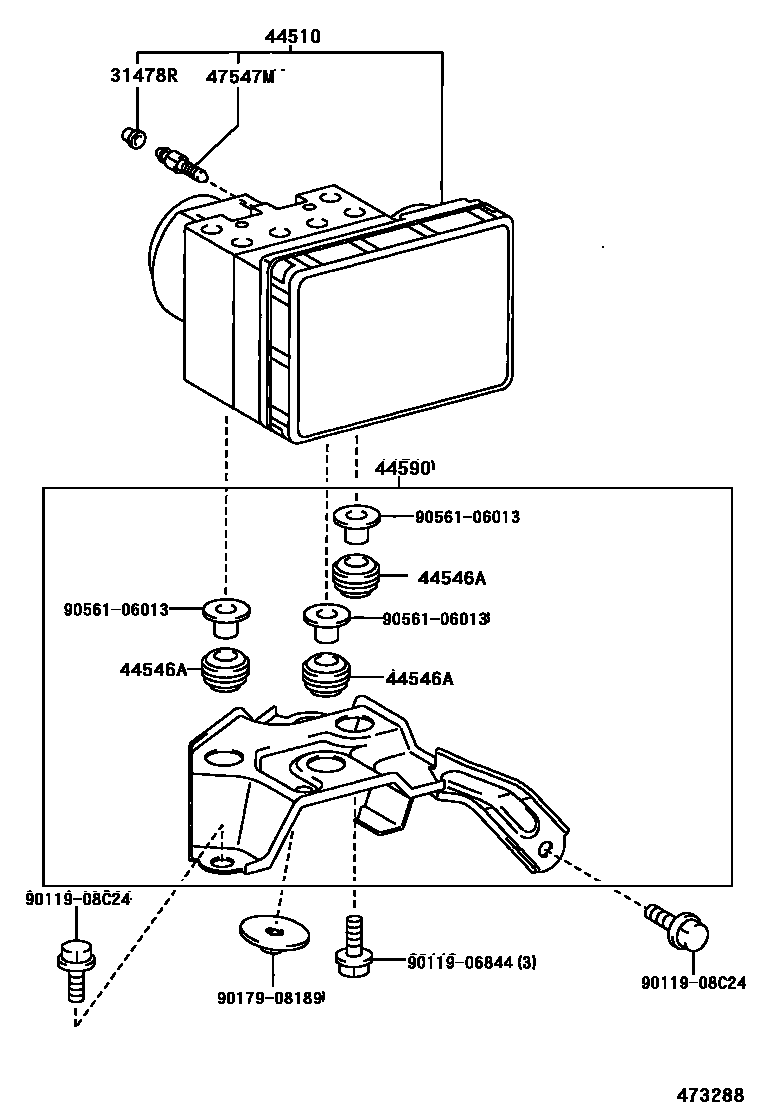 Toyota COROLLA 制动配管和卡箍 EPC diagram — 473288