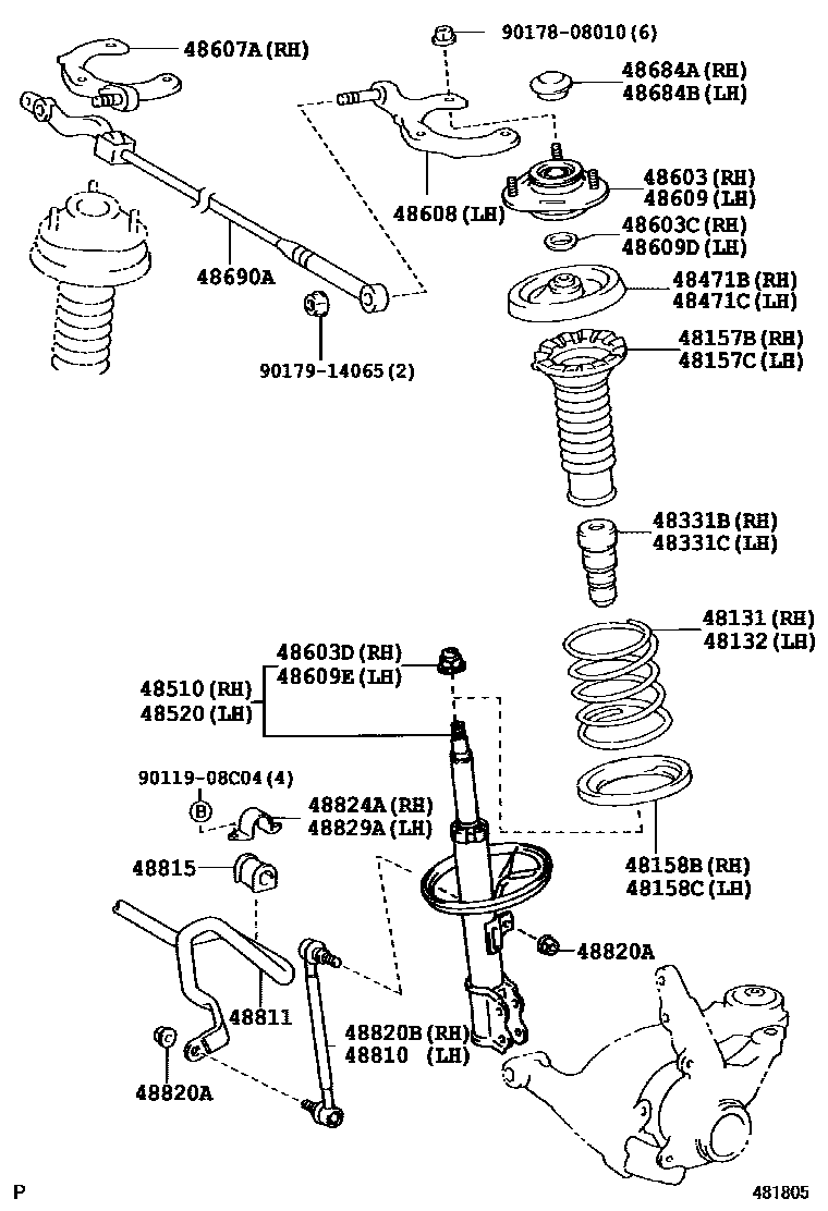 Toyota COROLLA Front Spring & Shock Absorber EPC diagram — 481805