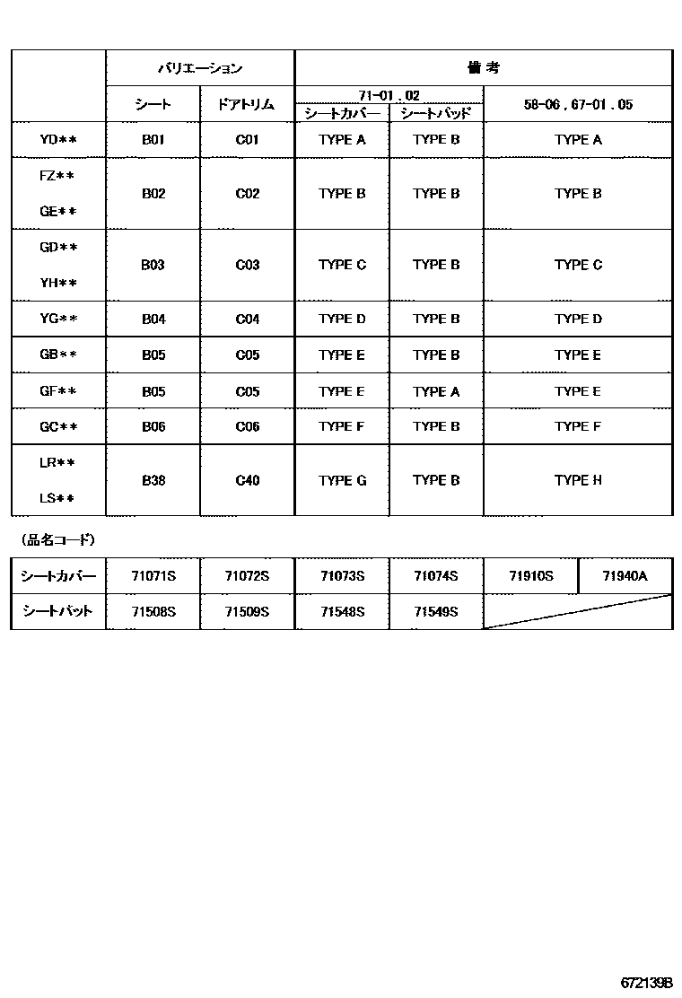 Toyota COROLLA 前门板和前门玻璃 EPC diagram — 672139B