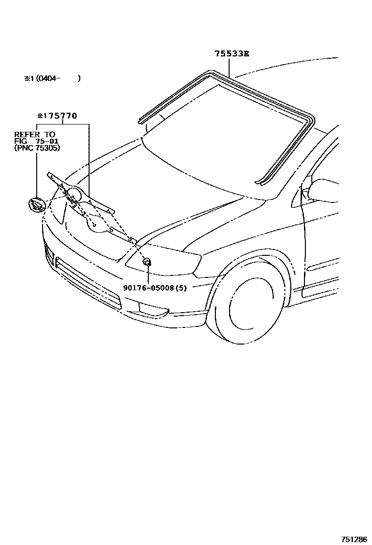 Toyota COROLLA 前防护条 EPC diagram — 751286