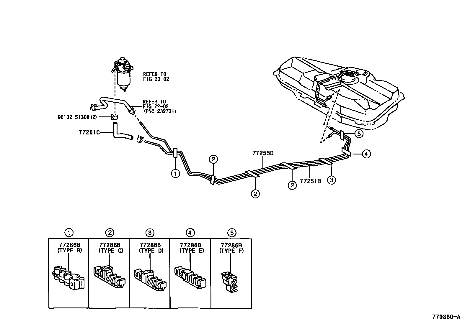 Toyota COROLLA 燃油箱和燃油管 EPC diagram — 770880A
